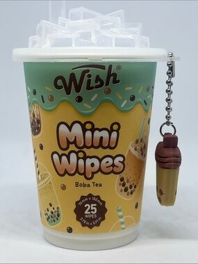 Wish Mini Wipes Boba Tea Cup - Yellow & Green